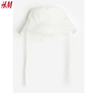 (H&M) Nón cotton 2 lớp mỏng mát - trắng